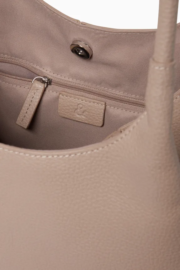 Large shopper - faux leather beige