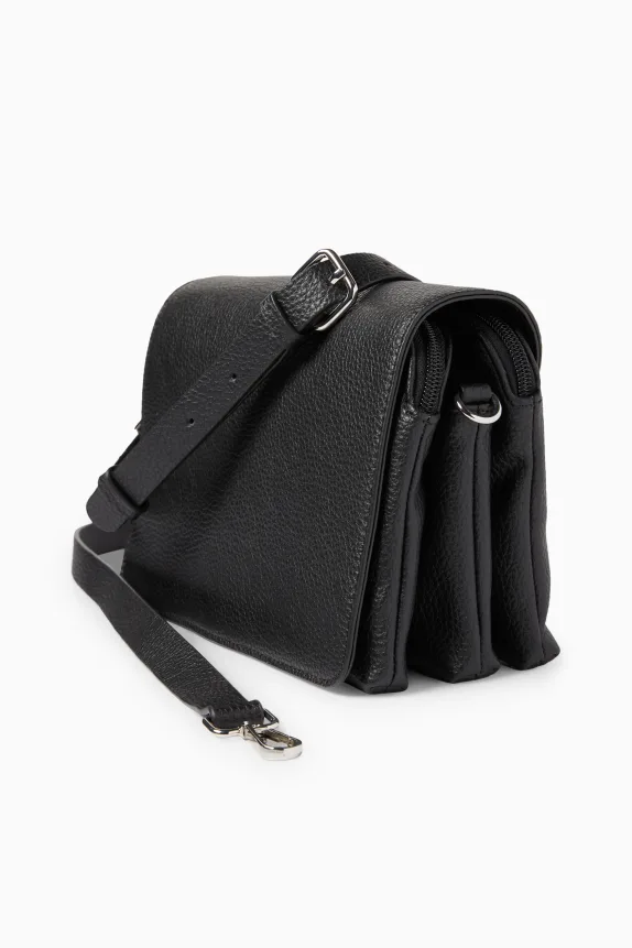 Crossbody bag with detachable bag strap - faux leather black