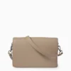 Crossbody bag with detachable bag strap - faux leather beige