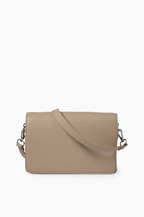 Crossbody bag with detachable bag strap - faux leather beige