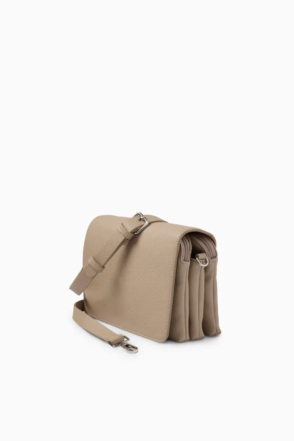 Crossbody bag with detachable bag strap - faux leather beige