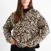Quilted jacket - leopard print black / beige