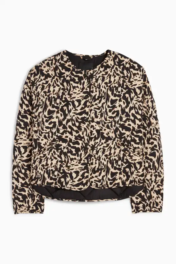 Quilted jacket - leopard print black / beige