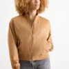 Bomber jacket - faux suede light brown