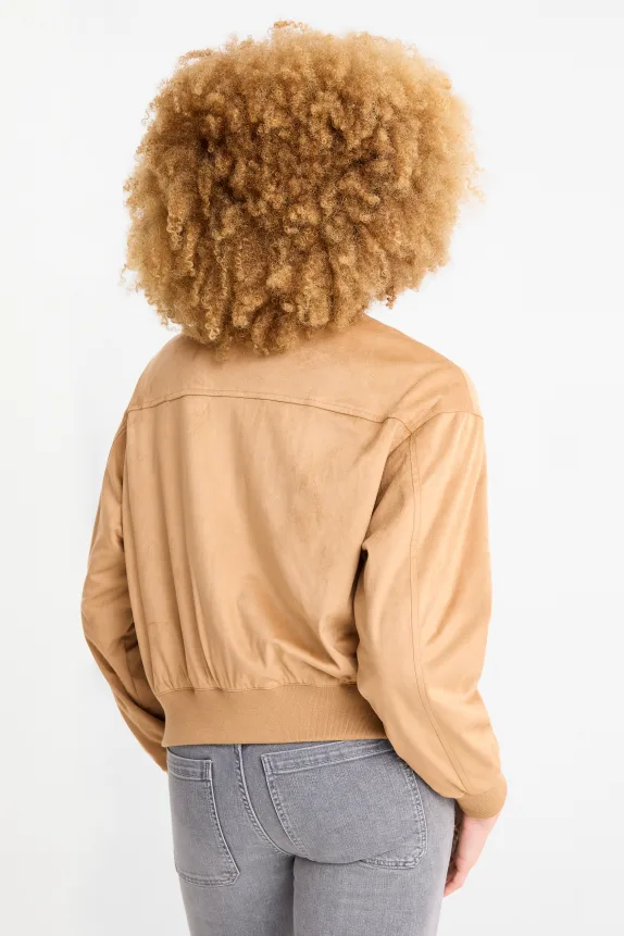 Bomber jacket - faux suede light brown