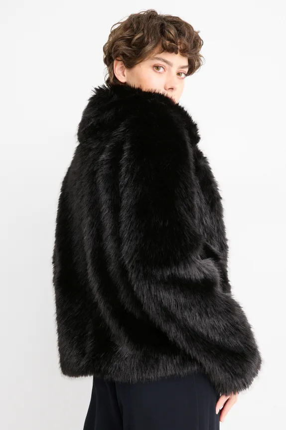 Faux fur jacket black