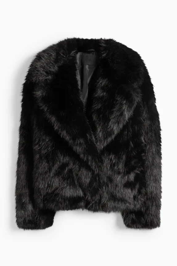 Faux fur jacket black