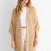 Long cardigan - ribbed beige