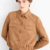 Cropped blazer - faux suede beige