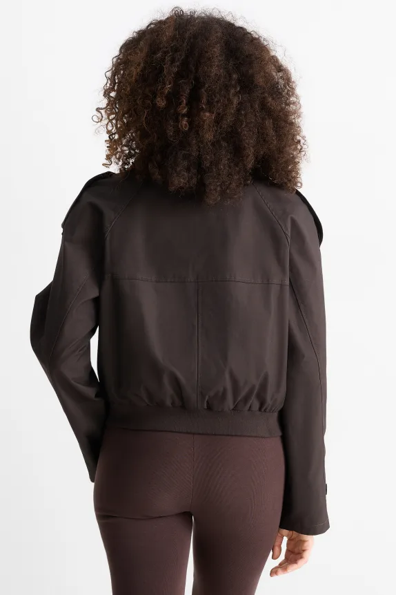 Cropped trench coat dark brown