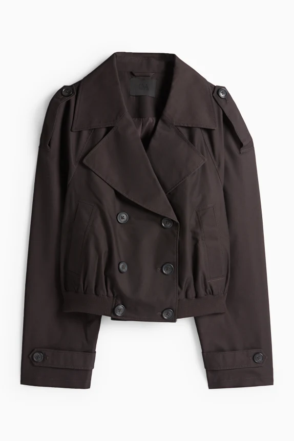 Cropped trench coat dark brown
