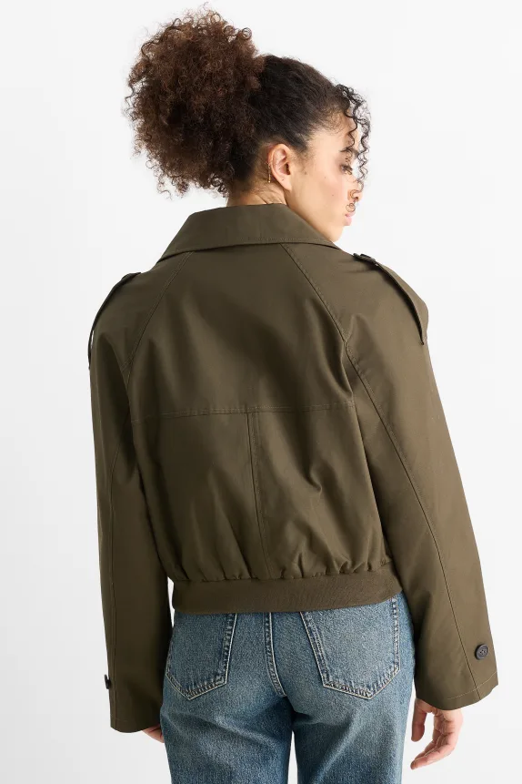 Cropped trench coat dark green