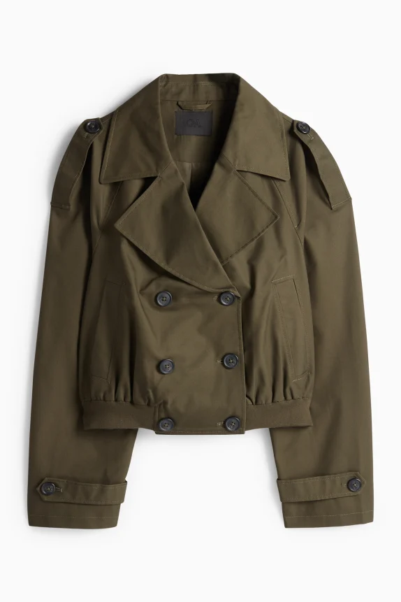 Cropped trench coat dark green