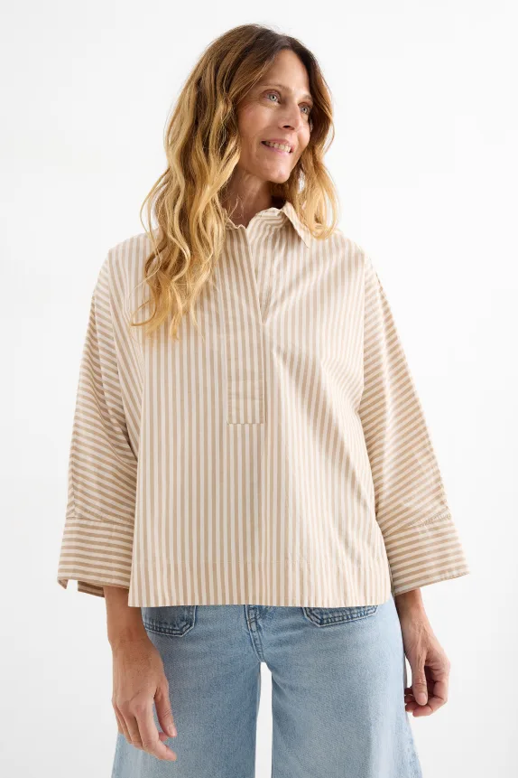 V-neck blouse beige