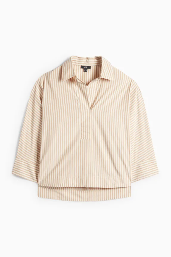 V-neck blouse beige