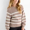 Jumper - ribbed - striped beige