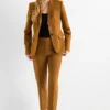 Business trousers - mid-rise waist - cigarette fit brown