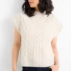 Knitted jumper with cashmere content - short sleeve - wool blend cremewhite