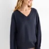V-neck jumper dark blue