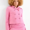 Cropped bouclÃ© blazer - regular fit - wool blend pink