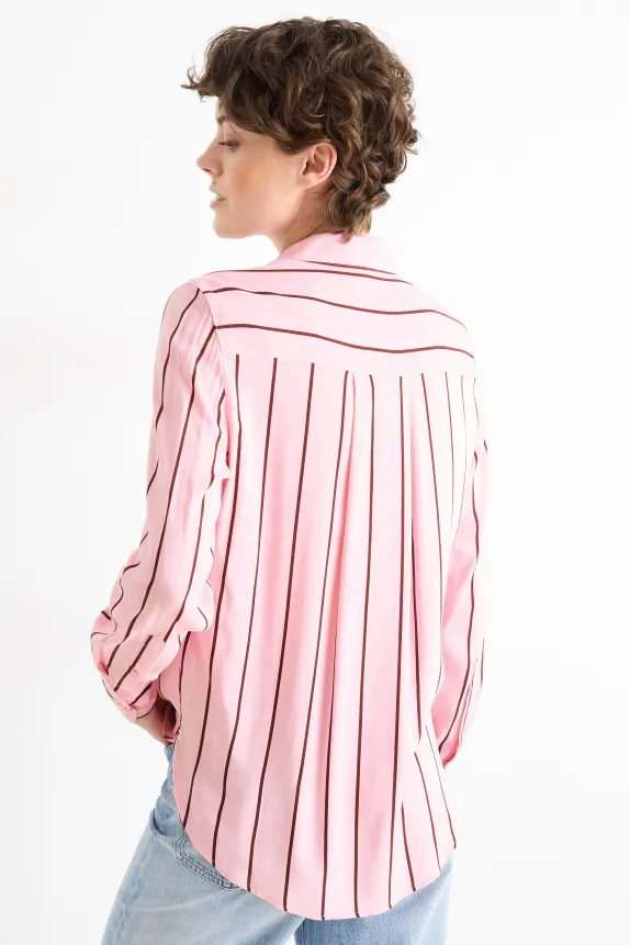 Blouse - striped brown / rose