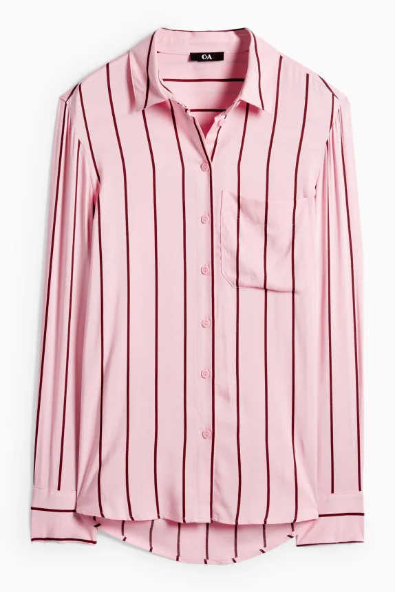 Blouse - striped brown / rose