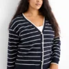 Cardigan - striped dark blue