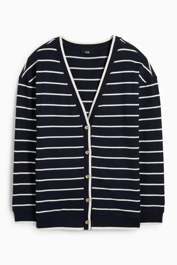 Cardigan - striped dark blue