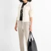 Cloth trousers - mid-rise waist - tapered fit light beige