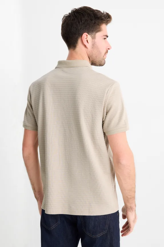 Polo shirt - regular fit - ribbed beige