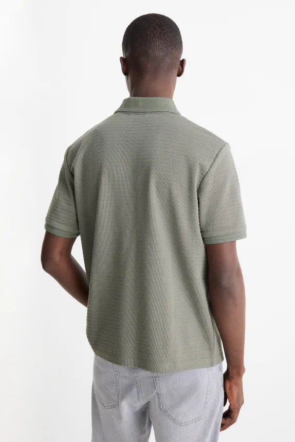 Polo shirt - regular fit - ribbed green
