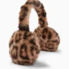 Faux fur earmuffs - leopard print black / beige