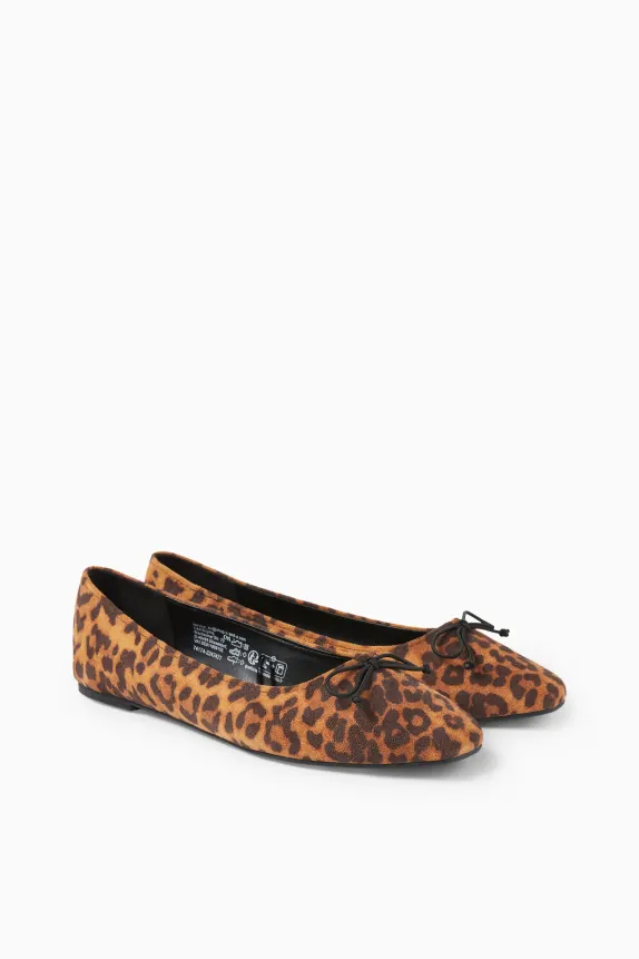 Ballerinas - faux suede - leopard print black / beige