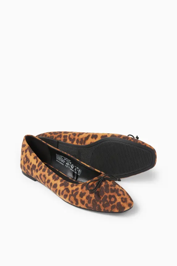 Ballerinas - faux suede - leopard print black / beige
