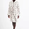 Bathrobe with hood - leopard print white
