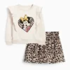 Minnie Mouse - set - sweatshirt and corduroy skirt - 2 piece light beige