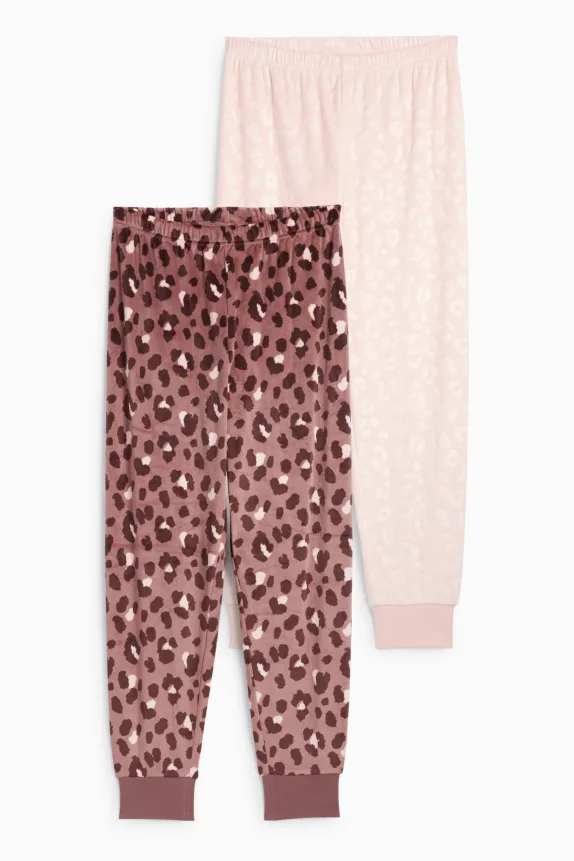Multipack of 2 - pyjama bottoms - leopard print rose