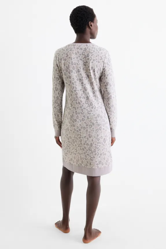 Nightdress - leopard print light gray