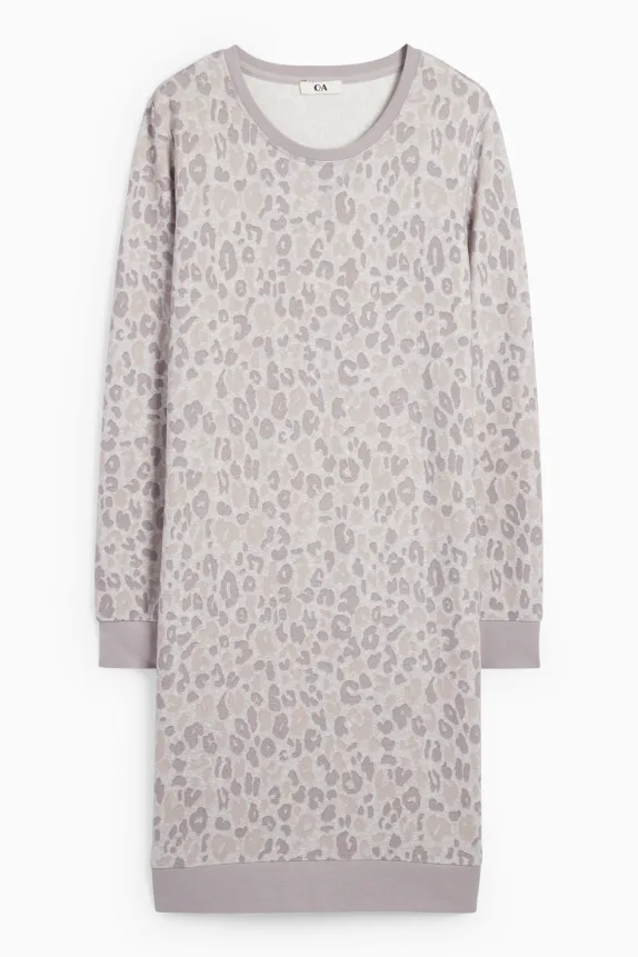 Nightdress - leopard print light gray