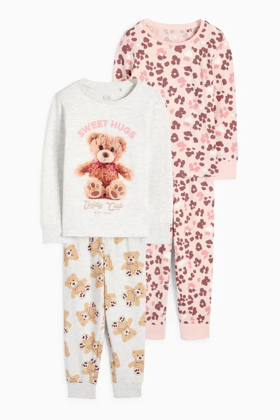 Multipack of 2 - teddy - pyjamas - 4 piece gray / rose