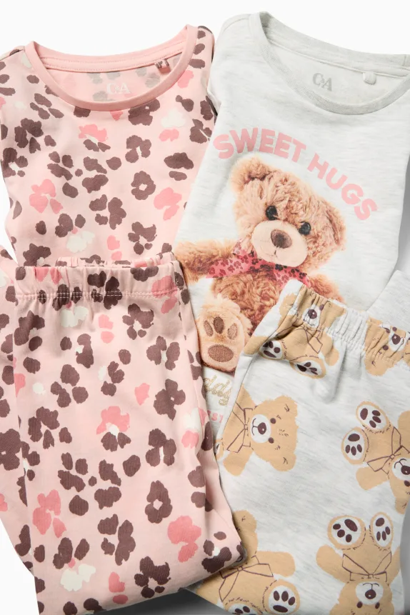 Multipack of 2 - teddy - pyjamas - 4 piece gray / rose