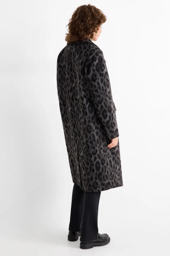 Coat - leopard print dark gray