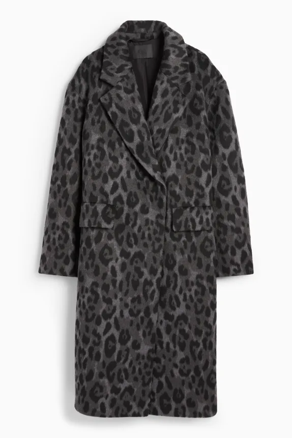 Coat - leopard print dark gray