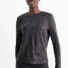 Long sleeve active top - regular fit - leopard print black / gray