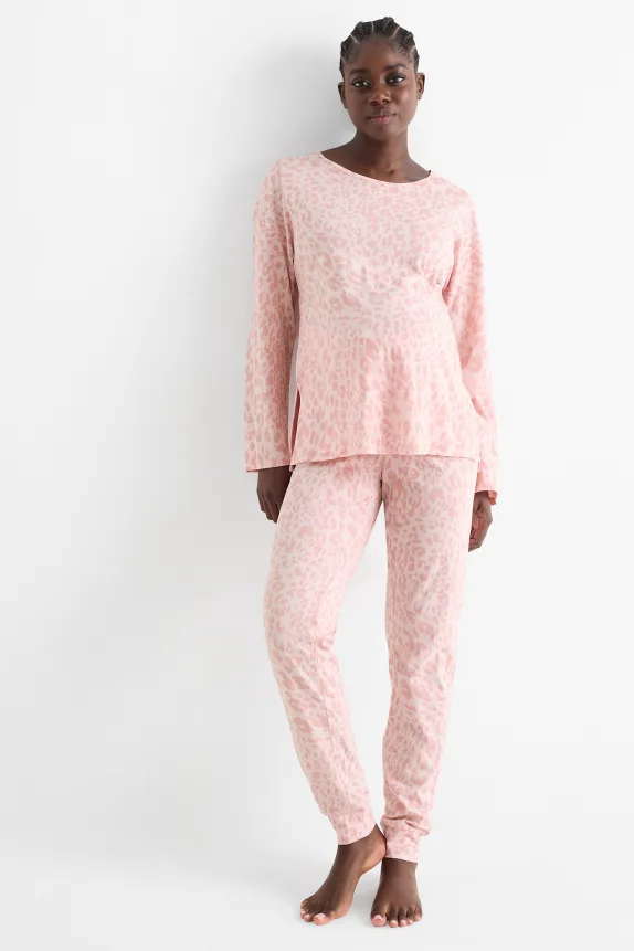 Nursing pyjamas - leopard print rose