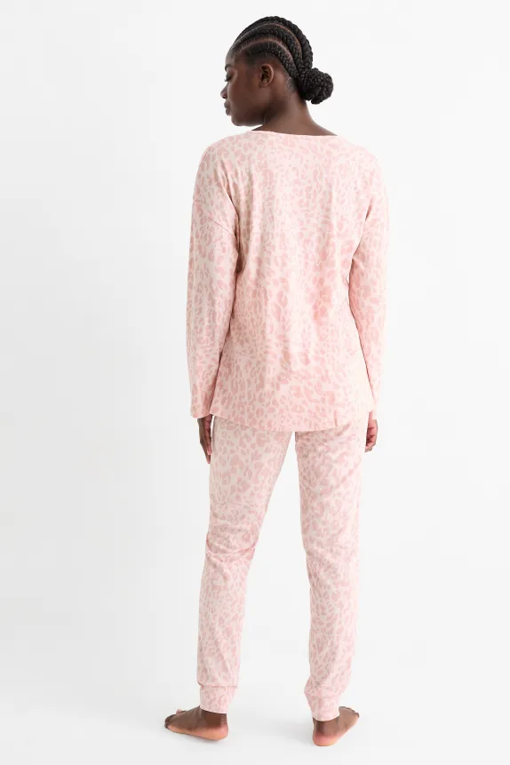 Nursing pyjamas - leopard print rose