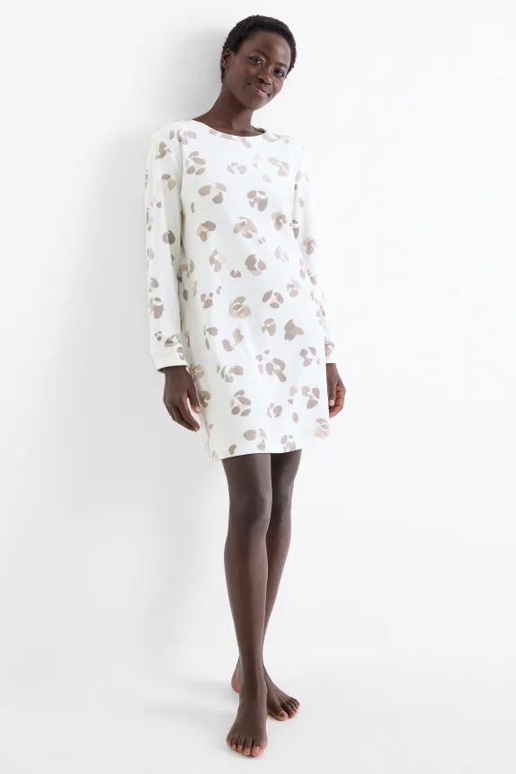 Nightdress - leopard print white