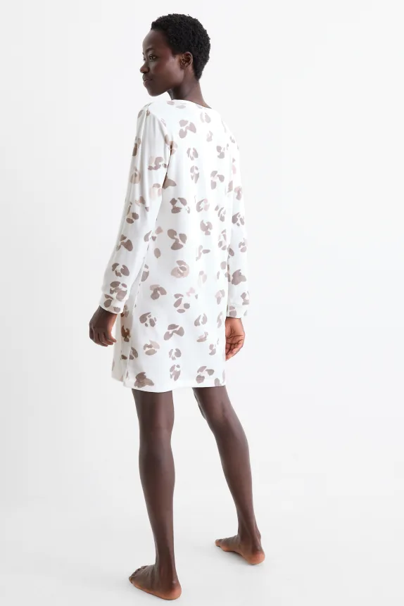Nightdress - leopard print white