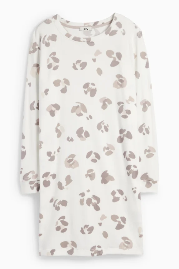 Nightdress - leopard print white
