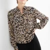 Blouse - leopard print black / beige